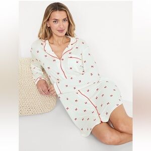 Women's White and Red Bow Print Nightshirt